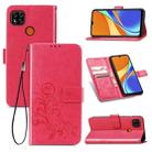 For Xiaomi Redmi 9C Four-leaf Clasp Embossed Buckle Horizontal Flip TPU + PU Leather Case with Lanyard & Card Slot & Wallet & Holder(Magenta) - 1