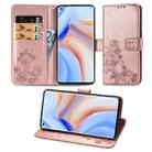 For OPPO Reno4 Pro Four-leaf Clasp Embossed Buckle Horizontal Flip TPU + PU Leather Case with Lanyard & Card Slot & Wallet & Holder(Rose Gold) - 1