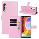 For LG Velvet Litchi Texture Horizontal Flip Protective Case with Holder & Card Slots & Wallet(Pink) - 1