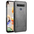 For LG K61 Shockproof Crocodile Texture PC + PU Case(Black) - 1