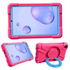 For Galaxy Tab A 8.4 (2020) T307 PC + Silicone Shockproof Combination Case with 360 Degree Rotating Holder & Handle(Rose Red + Blue) - 1
