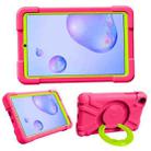 For Galaxy Tab A 8.4 (2020) T307 PC + Silicone Shockproof Combination Case with 360 Degree Rotating Holder & Handle(Rose Red + Grass Green) - 1