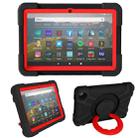 For Amazon Kindle Fire HD8 (2020) PC + Silicone Shockproof Combination Case with 360 Degree Rotating Holder & Handle(Black + Red) - 1
