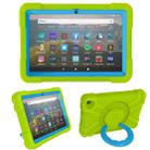For Amazon Kindle Fire HD8 (2020) PC + Silicone Shockproof Combination Case with 360 Degree Rotating Holder & Handle(Glass Green + Blue) - 1