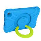 For Amazon Kindle Fire HD8 (2020) PC + Silicone Shockproof Combination Case with 360 Degree Rotating Holder & Handle(Blue + Grass Green) - 3
