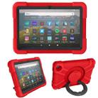 For Amazon Kindle Fire HD8 (2020) PC + Silicone Shockproof Combination Case with 360 Degree Rotating Holder & Handle(Red + Black) - 1