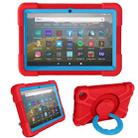 For Amazon Kindle Fire HD8 (2020) PC + Silicone Shockproof Combination Case with 360 Degree Rotating Holder & Handle(Red + Blue) - 1