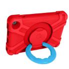 For Amazon Kindle Fire HD8 (2020) PC + Silicone Shockproof Combination Case with 360 Degree Rotating Holder & Handle(Red + Blue) - 3
