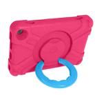 For Amazon Kindle Fire HD8 (2020) PC + Silicone Shockproof Combination Case with 360 Degree Rotating Holder & Handle(Rose Red + Blue) - 3