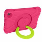 For Amazon Kindle Fire HD8 (2020) PC + Silicone Shockproof Combination Case with 360 Degree Rotating Holder & Handle(Rose Red + Grass Green) - 3