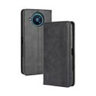 For Nokia 8.3 5G Magnetic Buckle Retro Crazy Horse Texture Horizontal Flip Leather Case  , with Holder & Card Slots & Photo Frame(Black) - 1