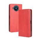 For Nokia 8.3 5G Magnetic Buckle Retro Crazy Horse Texture Horizontal Flip Leather Case  , with Holder & Card Slots & Photo Frame(Red) - 1
