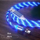 USB to Micro USB Magnetic Suction Colorful Streamer Mobile Phone Charging Cable, Length: 1m(Blue Light) - 1