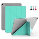 For iPad Pro 12.9 inch (2020) Multi-folding Horizontal Flip Shockproof Transparent PC + PU Leather Tablet Case with Sleep / Wake-up Function(Mint green) - 1