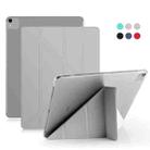 For iPad Pro 12.9 inch (2020) Multi-folding Horizontal Flip Shockproof Transparent PC + PU Leather Tablet Case with Sleep / Wake-up Function(Grey) - 1