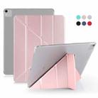 For iPad Pro 12.9 inch (2020) Multi-folding Horizontal Flip Shockproof Transparent PC + PU Leather Tablet Case with Sleep / Wake-up Function(Rose gold) - 1