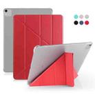 For iPad Pro 12.9 inch (2020) Multi-folding Horizontal Flip Shockproof Transparent PC + PU Leather Tablet Case with Sleep / Wake-up Function(Red) - 1