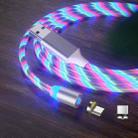 2 in 1 USB to Type-C / USB-C + Micro USB Magnetic Absorption Colorful Streamer Charging Cable, Length: 1m(Colorful Light) - 1