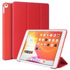 Three-folding Surface PU Leather TPU Matte Soft Bottom Case with Holder & Sleep / Wake-up Function For iPad 10.2 2021 / 2020 / 2019 / iPad Pro 10.5 inch(Red) - 1