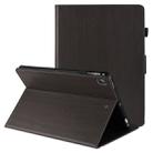 For iPad 10.2 2021 / 2020 / 2019 Wood Grain PU Leather + TPU Soft Bottom Case with Holder & Sleep / Wake-up Function(Black) - 1