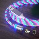 2 in 1 USB to 8 Pin + Micro USB Magnetic Suction Colorful Streamer Mobile Phone Charging Cable, Length: 1m(Color Light) - 1