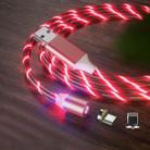 2 in 1 USB to 8 Pin + Micro USB Magnetic Suction Colorful Streamer Mobile Phone Charging Cable, Length: 1m(Red Light) - 1