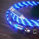 2 in 1 USB to 8 Pin + Micro USB Magnetic Suction Colorful Streamer Mobile Phone Charging Cable, Length: 1m(Blue Light) - 1