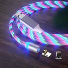 2 in 1 USB to 8 Pin + Type-C / USB-C Magnetic Absorption Colorful Streamer Mobile Phone Charging Cable, Length: 1m(Color Light) - 1