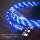 3 in 1 USB to 8 Pin + Type-C / USB-C + Micro USB Magnetic Absorption Colorful Streamer Charging Cable, Length: 1m(Blue Light) - 2
