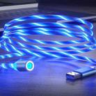 3 in 1 USB to 8 Pin + Type-C / USB-C + Micro USB Magnetic Absorption Colorful Streamer Charging Cable, Length: 1m(Blue Light) - 5