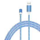 3 in 1 USB to 8 Pin + Type-C / USB-C + Micro USB Magnetic Absorption Colorful Streamer Charging Cable, Length: 1m(Blue Light) - 6