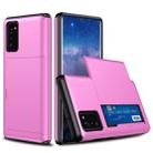 For Samsung Note20 Shockproof Rugged Armor Protective Case with Card Slot(Pink) - 1