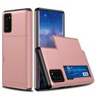 For Samsung Note20 Shockproof Rugged Armor Protective Case with Card Slot(Rose Gold) - 1