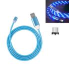 USB to Micro USB Magnetic Suction Colorful Streamer Mobile Phone Charging Cable, Length: 2m(Blue Light) - 5