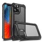 For iPhone 12 Pro Max Transparent Carbon Fiber Texture Rugged Full Body TPU+PC Scratch-Resistant Shockproof Case(Black) - 1
