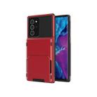 For Samsung Galaxy Note20 Scratch-Resistant Shockproof Heavy Duty Rugged Armor Protective Case with Card Slot(Red) - 1