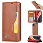 For iPhone 12 / 12 Pro Knead Skin Texture Horizontal Flip Leather Case with Photo Frame & Holder & Card Slots & Wallet(Brown) - 1