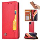 For iPhone 12 Pro Max Knead Skin Texture Horizontal Flip Leather Case with Photo Frame & Holder & Card Slots & Wallet(Red) - 1
