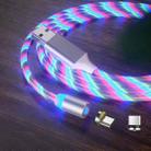 2 in 1 USB to Type-C / USB-C + Micro USB Magnetic Absorption Colorful Streamer Charging Cable, Length: 2m(Color Light) - 1