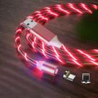 2 in 1 USB to 8 Pin + Micro USB Magnetic Suction Colorful Streamer Mobile Phone Charging Cable, Length: 2m(Red Light) - 1