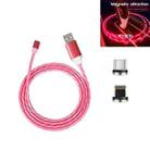 2 in 1 USB to 8 Pin + Micro USB Magnetic Suction Colorful Streamer Mobile Phone Charging Cable, Length: 2m(Red Light) - 2