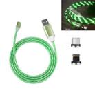 2 in 1 USB to 8 Pin + Micro USB Magnetic Suction Colorful Streamer Mobile Phone Charging Cable, Length: 2m(Green Light) - 1