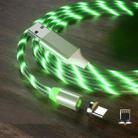 2 in 1 USB to 8 Pin + Type-c / USB-C Magnetic Absorption Colorful Streamer Mobile Phone Charging Cable, Length: 2m(Green Light) - 1