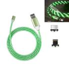 2 in 1 USB to 8 Pin + Type-c / USB-C Magnetic Absorption Colorful Streamer Mobile Phone Charging Cable, Length: 2m(Green Light) - 2