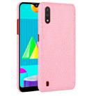 For Samsung Galaxy M01 Shockproof Crocodile Texture PC + PU Case(Pink) - 1