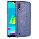 For Samsung Galaxy M01 Shockproof Crocodile Texture PC + PU Case(Blue) - 1