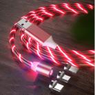 3 in 1 USB to 8 Pin + Type-C / USB-C + Micro USB Magnetic Absorption Colorful Streamer Charging Cable, Length: 2m(Red Light) - 1
