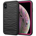 For iPhone XR Wave Pattern 3 in 1 Silicone+PC Shockproof Protective Case(Black+Hot Pink) - 1