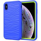 For iPhone XR Wave Pattern 3 in 1 Silicone+PC Shockproof Protective Case(Blue+Olivine) - 1