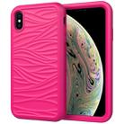 For iPhone XR Wave Pattern 3 in 1 Silicone+PC Shockproof Protective Case(Hot Pink) - 1